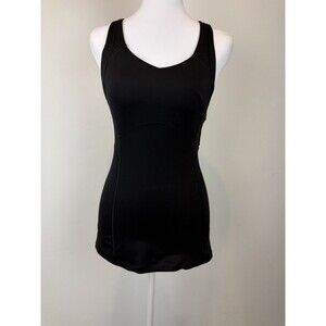Lululemon Black Built In Bra Tank Top Size 4 Cross Back Yoga Workout
